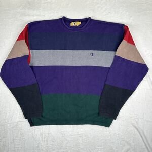 VTG Duck Head Sweater Multi Color Block Men's Size Large Rolled Neck USA